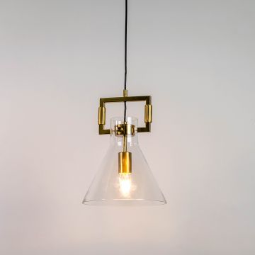 Aspen Clear Glass Hanging Pendant Lamp - Cone Shade Light On White Background