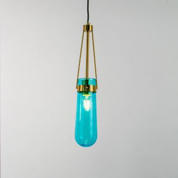 Modern Minimalist Hanging Glass Water Drop Pendant Light Light On White Background