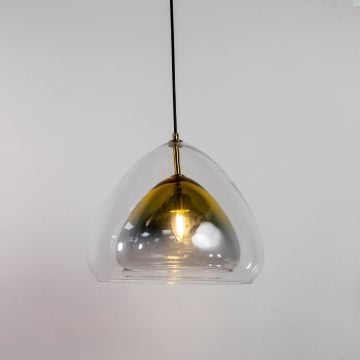 Clear Glass Dome Shape Hanging Pendant Lamp Light On White Background