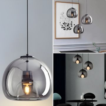 Modern Hanging Pendant Light Black Collage