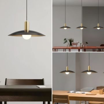 Barn Style Black Gold Metal Hanging Lamp Collage