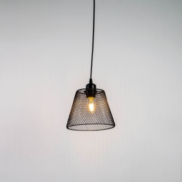 Industrial Style Metal Hanging Pendant Light Light On White Background