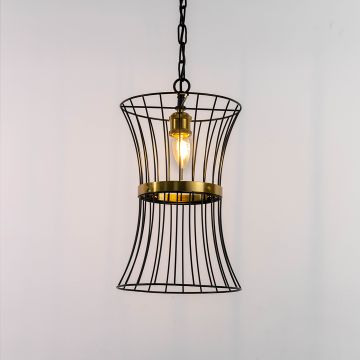 Industrial Black Metal Hanging Lamp Light On White Background