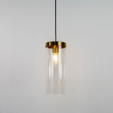 Glass Drum Shade Hanging Pendant Lamp Light On White Background