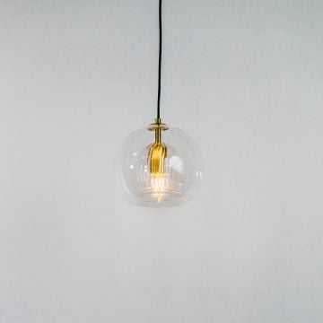 Glass Round Ball Hanging Pendant Lamp Light On White Background