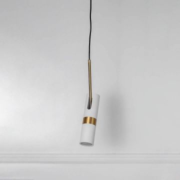 Rotating Spotlight Modern Pendant Light - White Light Off White Background