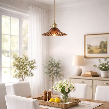 ribbed floral glass pendant light tea main lifestyle