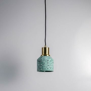 Slreeo Colored Pendant Light- Black & Green Light Off White Background