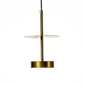 Palte Drum Gold Pendant Light Light On White Background