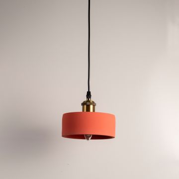 Mono Orange Pendant Light Light Off White Background