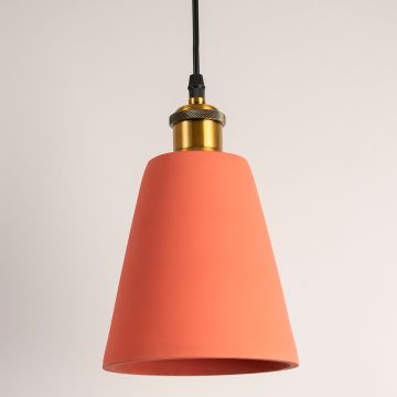 Macaron Single Head Colored Pendant Light Orange Light off white background
