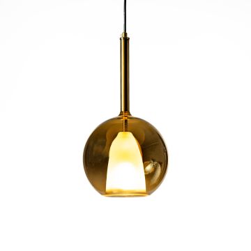 Deko Gold Glass Hanging Light Light On White Background