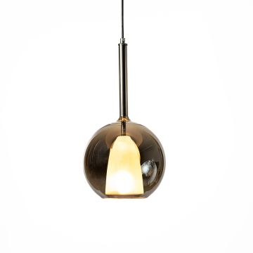 Deko Chrome Glass Hanging Light Light On White Background