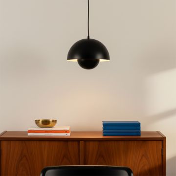 flowerpot pendant light black main lifestyle