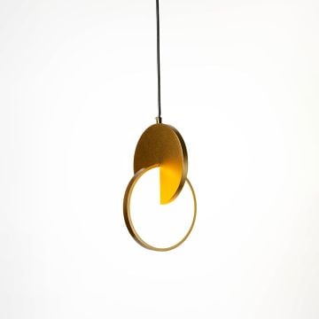 Eclipse Pendant 2 Piece Gold Light Light On White Background