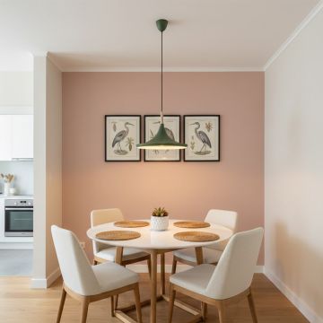 wood tip pendant lamp round green main lifestyle