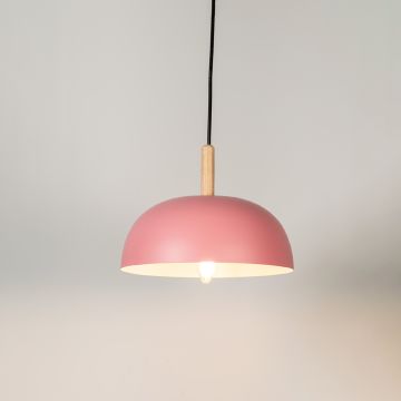 Color Pop Dome Pendant Lamp Pink Light On White Background
