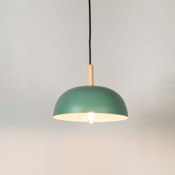 Color Pop Dome Pendant Lamp Green Light On White Background