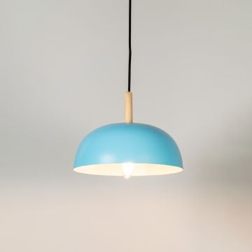 Color Pop Dome Pendant Lamp Blue Light On White Background