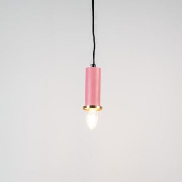 Long Chic Pendant Light Pink Light On White Background