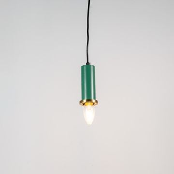 Long Chic Pendant Light Green Light On White Background