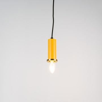 Long Chic Pendant Light Yellow Light On White Background