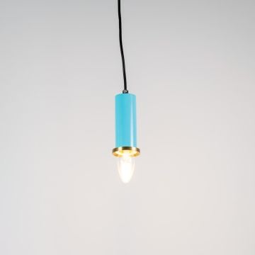 Long Chic Pendant Light Blue Light On White Background