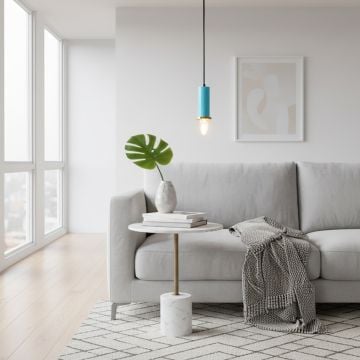 long chic pendant light blue main lifestyle