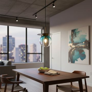 visconte glass hanging light sky blue main lifestyle