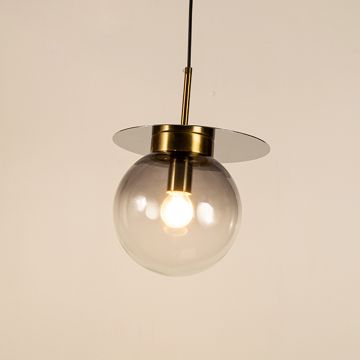 Visconte Glass Hanging Light BlackLight On White Background