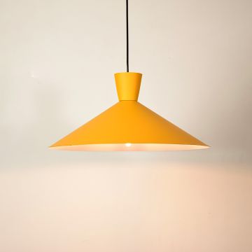 Martinelli Cono Pendant Light YellowLight On White Background