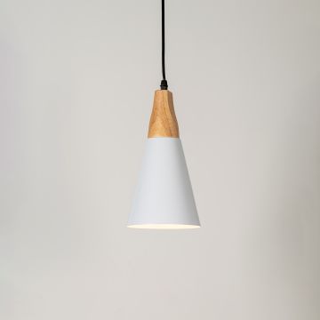 Triangular Cone Pendant Lamp White Light On White Background