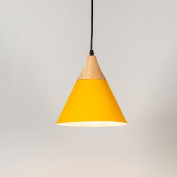 Cone Pendant Light Yellow Light On White Background