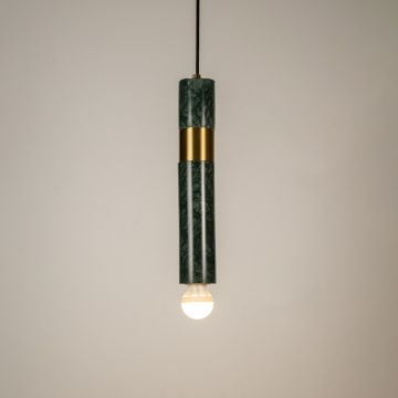 Trapezoid Marble Hanging Light Green   GoldLight On White Background