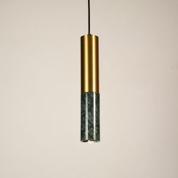 Stalactite Marble Hanging Light Green   GoldLight On White Background