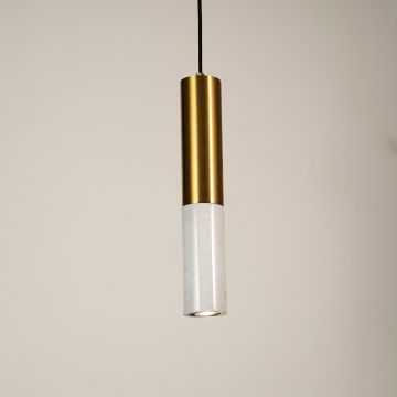 Stalactite Marble Hanging Light White   GoldLight On White Background