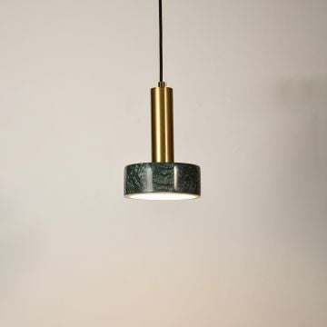 Tiered Marble Hanging Light GreenLight On White Background
