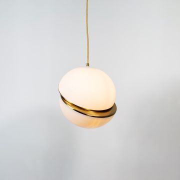 Gilded Ball Pendant Light Light On White Background