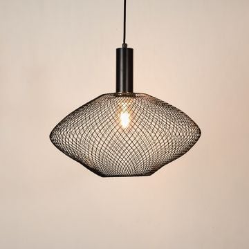 Parachute Mesh Pendant Light BlackLight On White Background