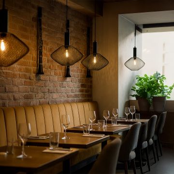 parachute mesh pendant light black main lifestyle