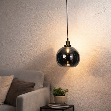 blown glass pendant light black main lifestyle