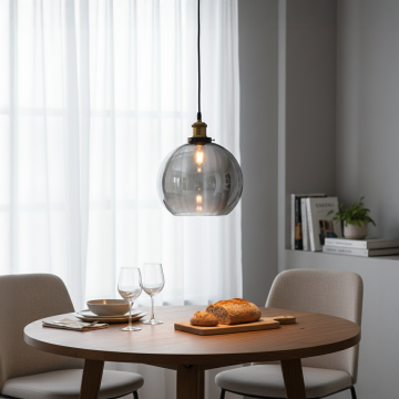 blown glass pendant light black main lifestyle