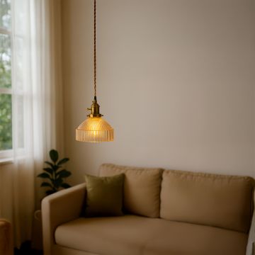 Prismatic Glass Barn Pendant Light Amber Main Lifestyle