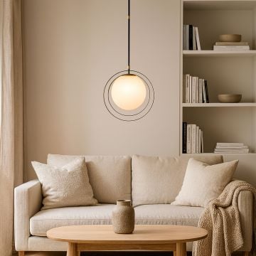 vega double ring pendant light black main lifestyle 1