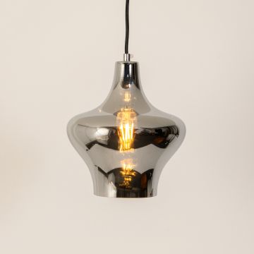 Abigail Glass Hanging Light Chrome Light on White Background