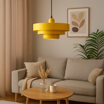 Triple Layer Disc Macaron Cake Pendant Light Yellow Main Lifestyle