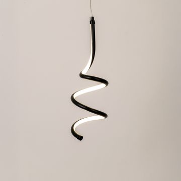 Nettie Spiral LED Pendant Light Black Light on White Background