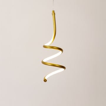 Nettie Spiral LED Pendant Light Gold Light on White Background