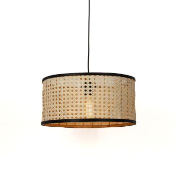 Oval Bamboo Pendant Lamp Light On White Background
