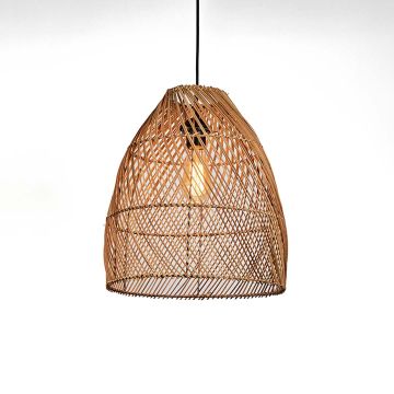Sawan Bamboo Pendant Light Beige Light On White Background